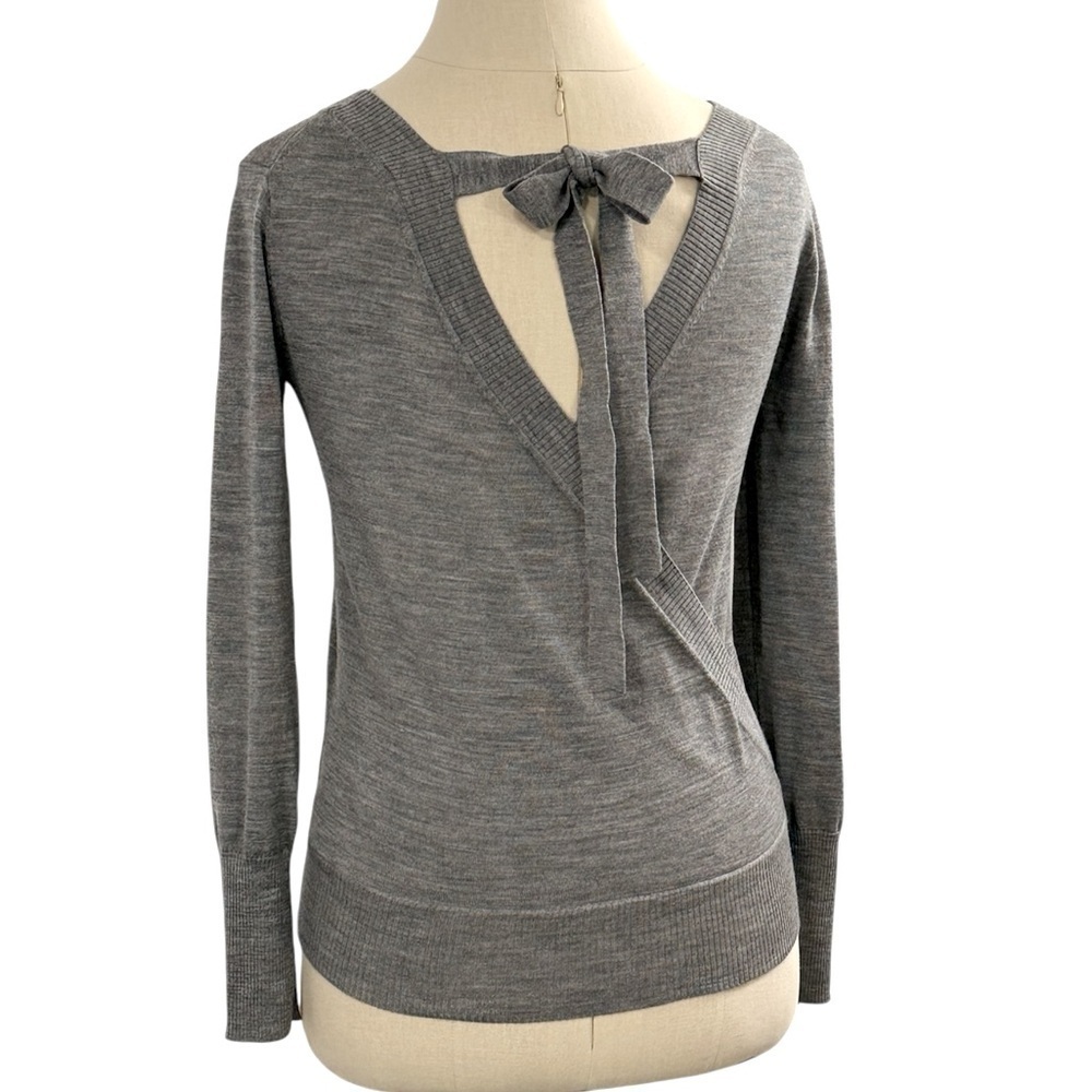 J Crew | 100% Merino Wool Open Back Sweater with Bow Tie Detail